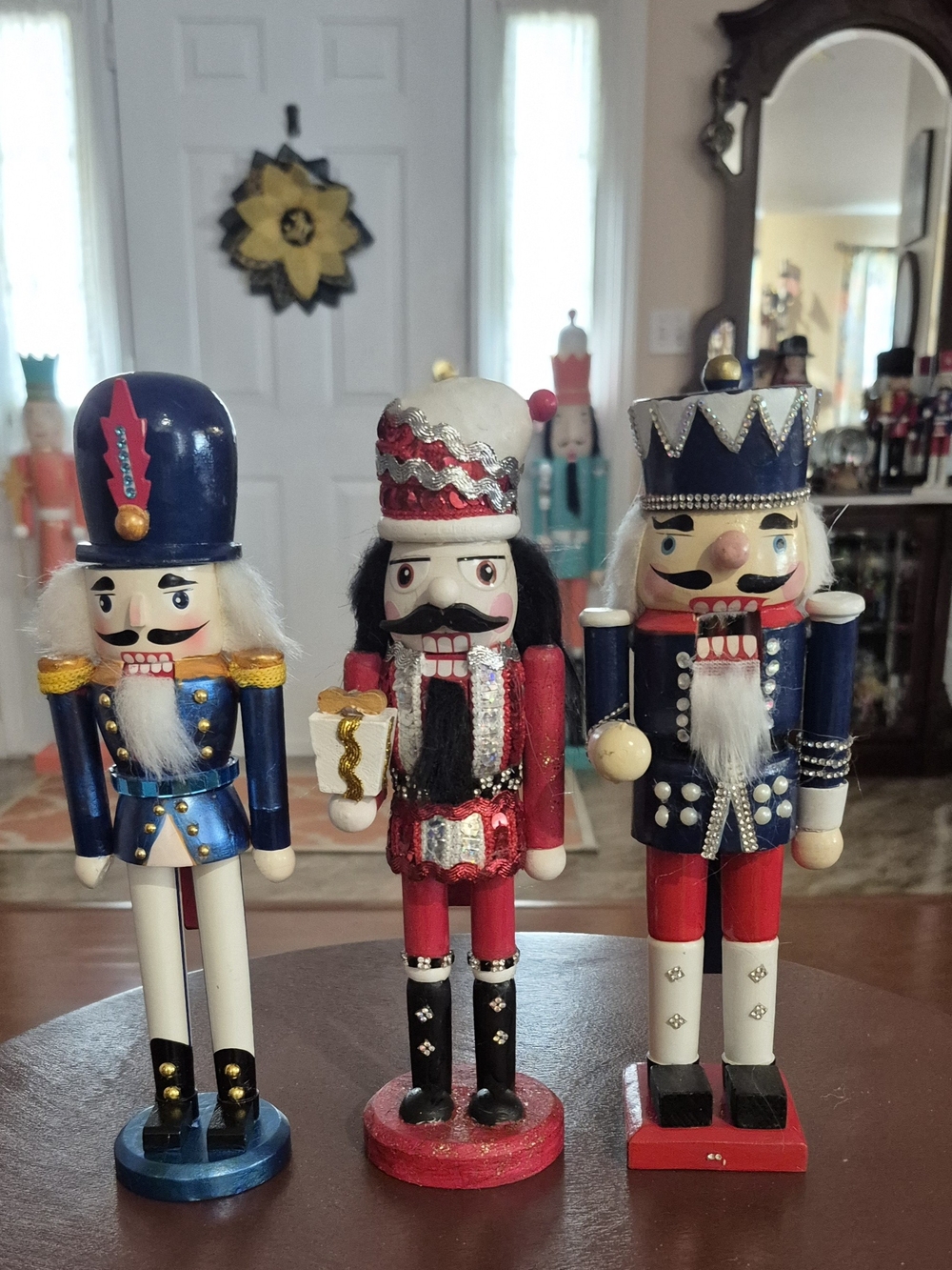 Holiday Nutcracker Figurine Set - Blue, Red, White -